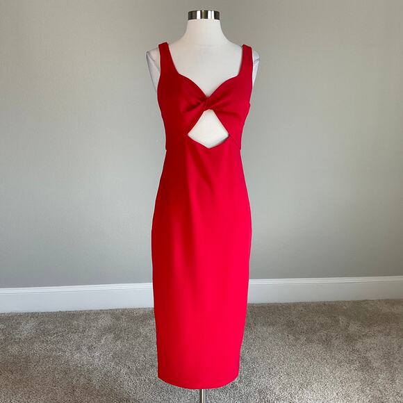 AQUA Cut Out Colorful Sleeveless Midi Sheath Cocktail Dress Red Size 10 - Picture 2 of 10